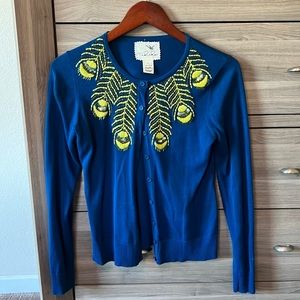 Small Tabitha blue embellished peacock cardigan